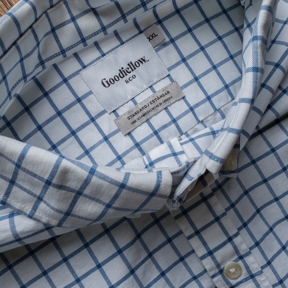 EUC Goodfellow Navy/White Grid Dress Shirt - Picture 3 of 3